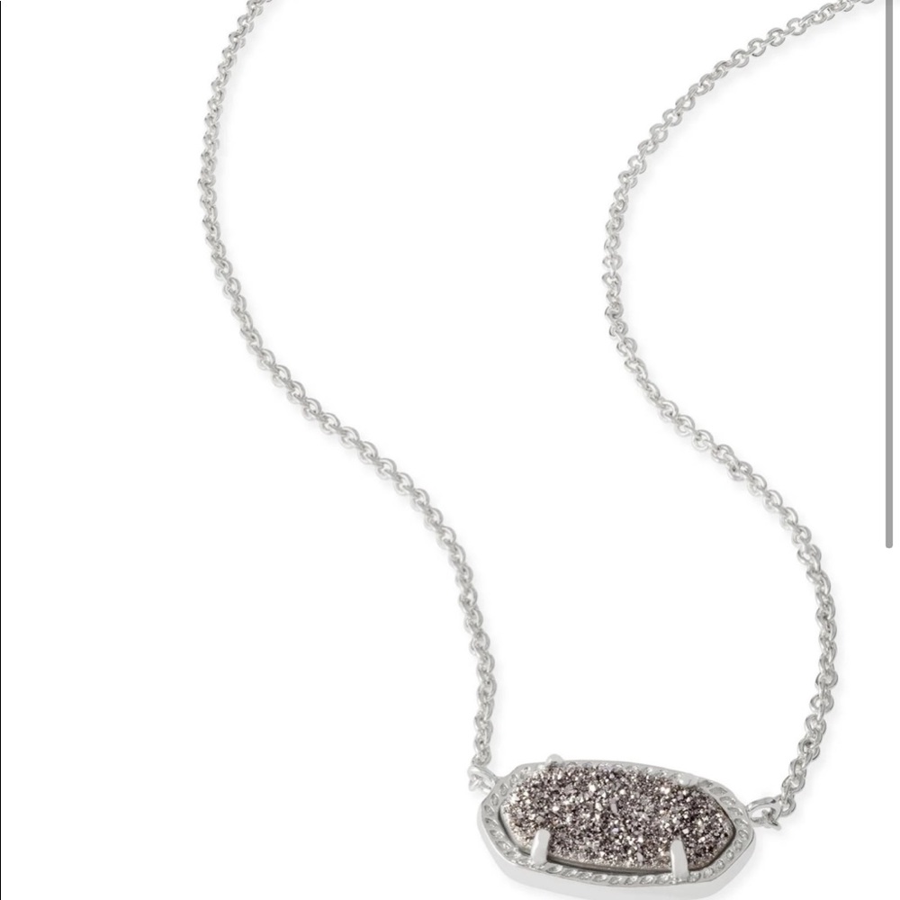 Kendra Scott Elisa Platinum Drusy Silver Necklace